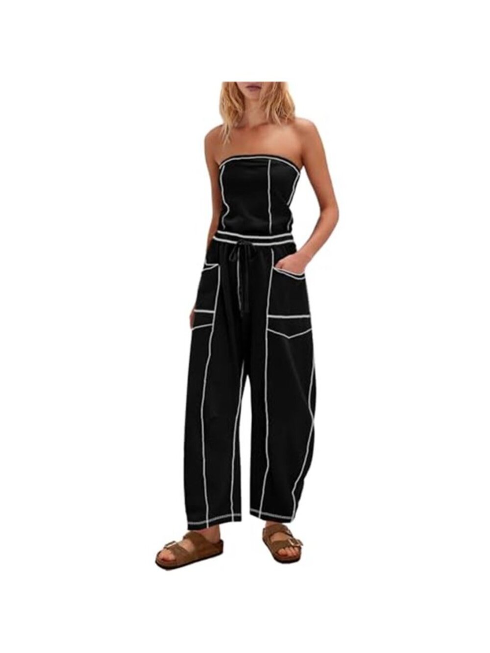 Women's Strapless Jumpsuit Off the Shoulder Tube Top barrel Overall